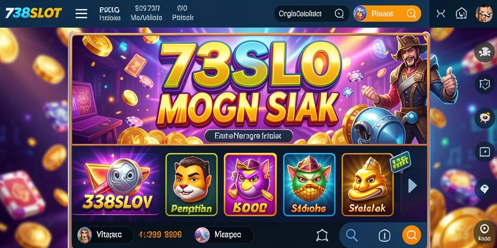 Screenshot 738SLOT menampilkan gameplay slot yang penuh warna dan efek visual menarik.