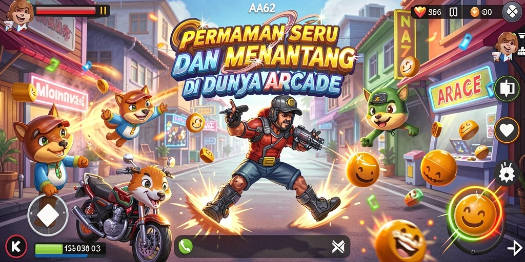 Tampilan gameplay seru dan menantang di AA62.
