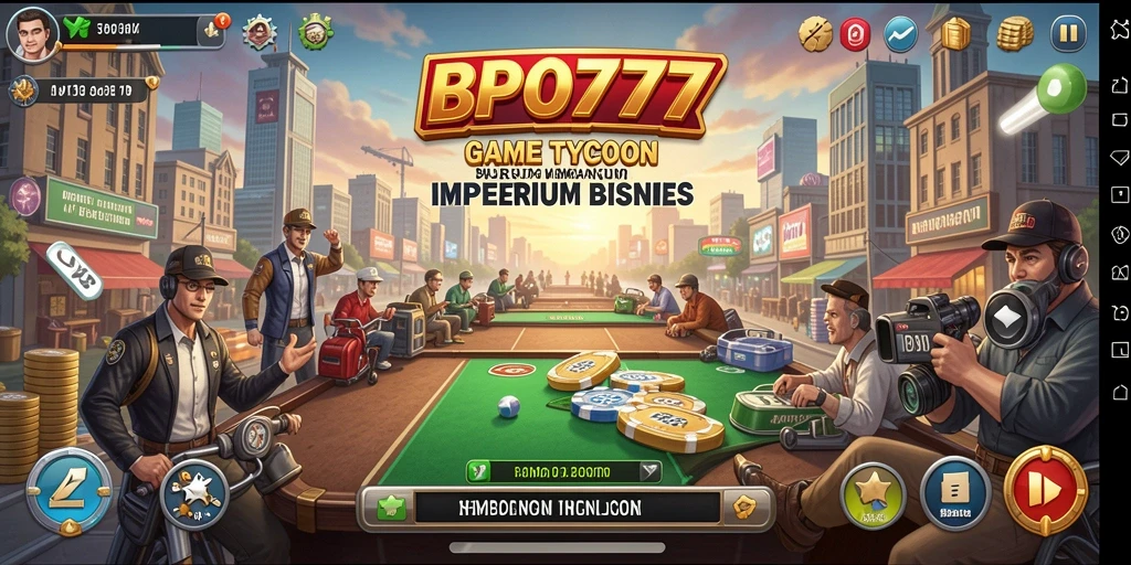 Screenshot utama BPO777 menunjukkan gameplay Tycoon yang menarik.