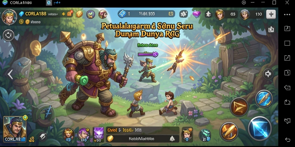 Tampilan gameplay seru di CORLA188 dengan karakter RPG yang epik.