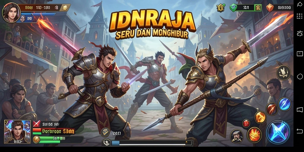 Tangkapan layar IDNRAJA menampilkan pertarungan intens dengan efek visual yang menakjubkan.