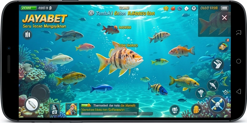 Screenshot utama JAYABET menampilkan aksi seru saat menembak ikan.