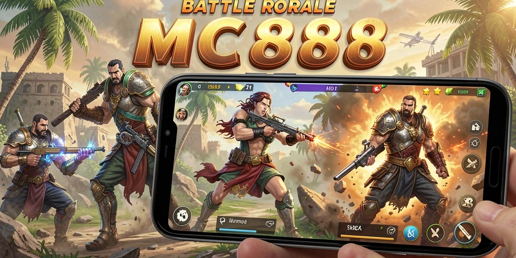 Tangkapan layar gameplay MC888 yang menegangkan dalam pertempuran Battle Royale.