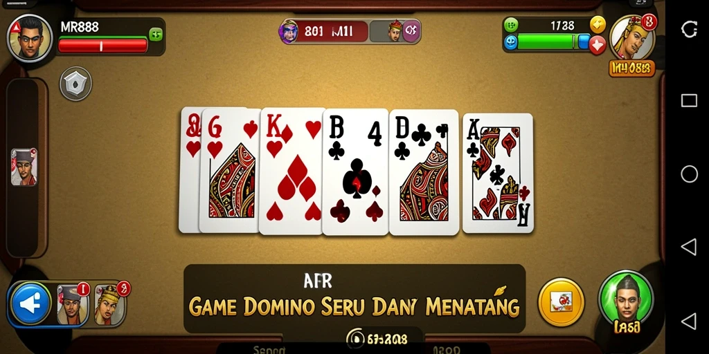 Screenshot utama MR888 dengan tampilan gameplay Domino yang seru.