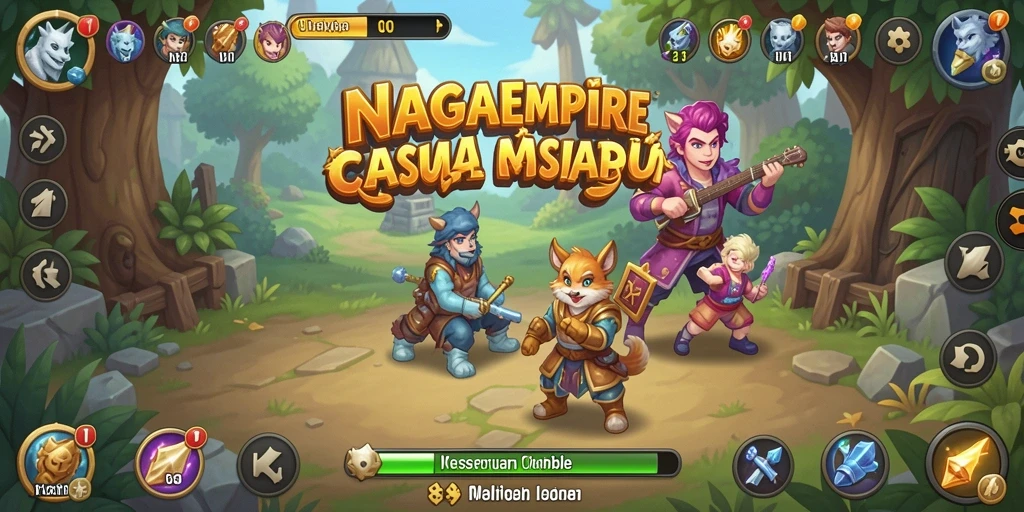 Tangkapan layar menunjukkan pertarungan seru dengan naga dalam NAGAEMPIRE.