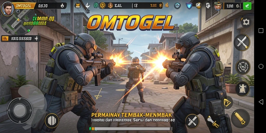 Screenshot gameplay <strong>OMTOGEL</strong> yang menggambarkan aksi tembak-menembak yang seru.