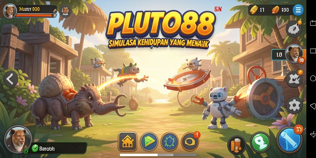 Tampilan gameplay PLUTO88 yang menunjukkan pilihan karakter dan interaksi sosial.