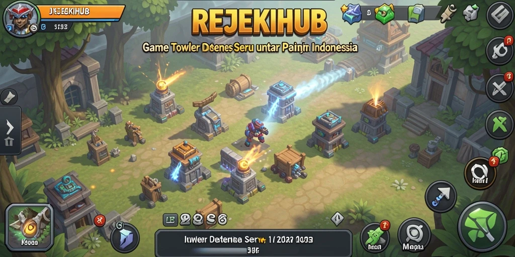 Tampilan gameplay menegangkan dari REJEKIHUB dalam mode Tower Defense.