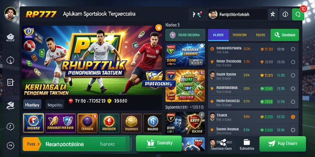 Tampilan gameplay RP777 dengan berbagai pilihan taruhan olahraga.