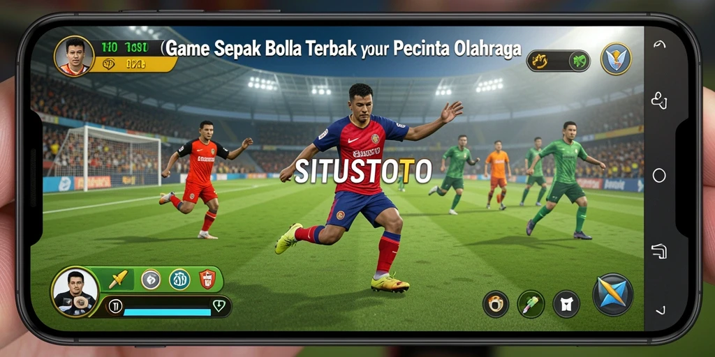 Screenshot utama SITUSTOTO menampilkan aksi seru permainan sepak bola.